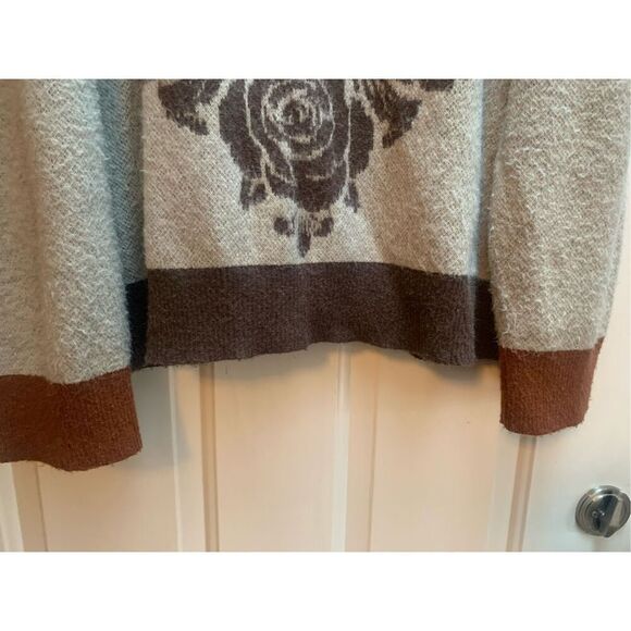 Honor The Gift Cardigan Sweater Crest Logo Knit‎ Brown Trim Oversized - Picture 16 of 16